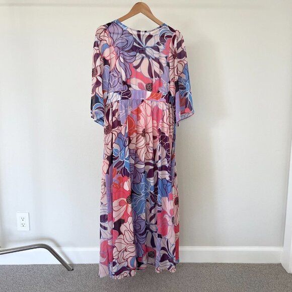 Molly Bracken Pink & Purple Sheer Floral Maxi Dress - Picture 1 of 3